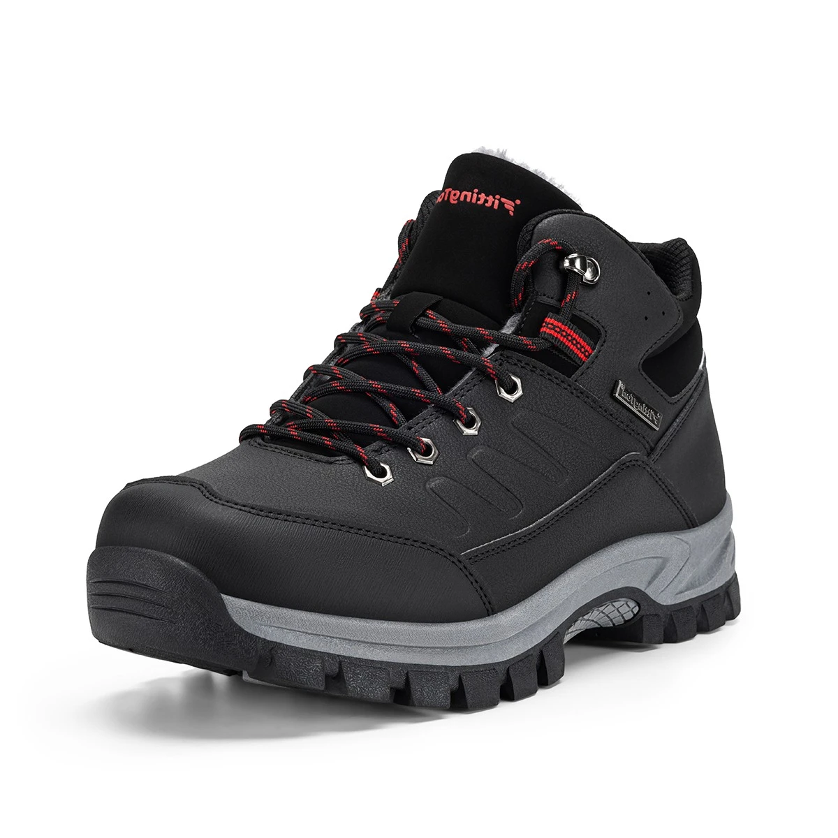 Fittington Men's Winter Boots Wide Toe Fleece Lined Warm Snow Boots Anti‑Slip Arch Support Mid‑Top Outdoor Hiking Shoes for Men