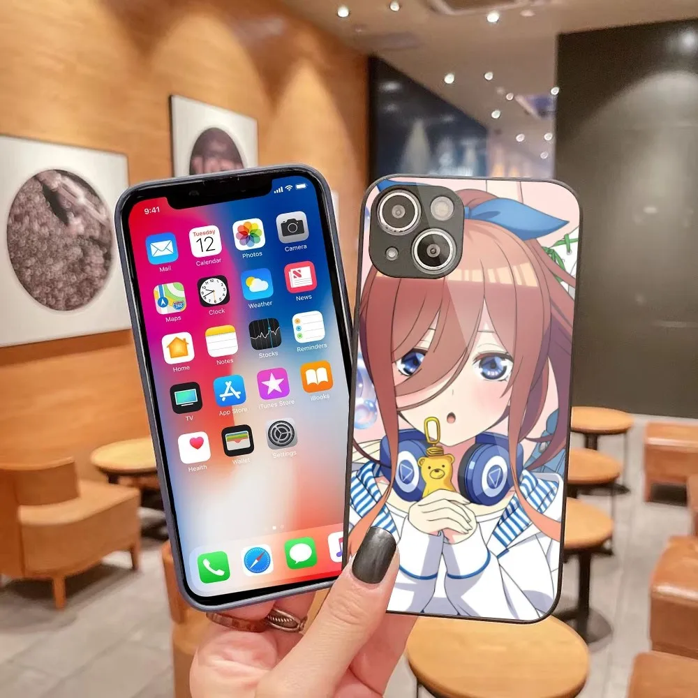 Nakano Miku Mobile Cell Phone Case for iPhone 15 14 13 12 11 Pro Max X XR XS 8 7 Plus Liquid Glass Phone Cover Funda