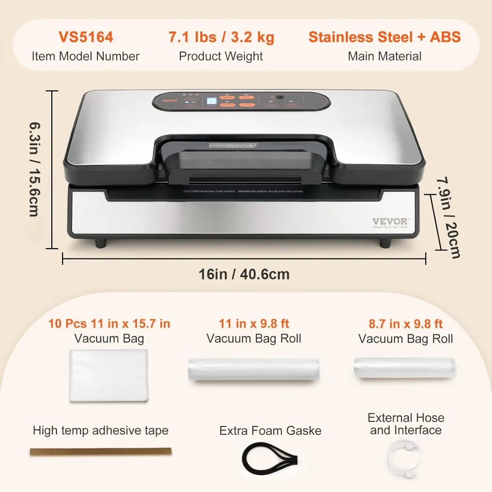 Automatic Vacuum Sealer Machine – Food Storage for Dry & Moist Foods | Manual Air Sealing with Built-In Cutter & Bag Compartment