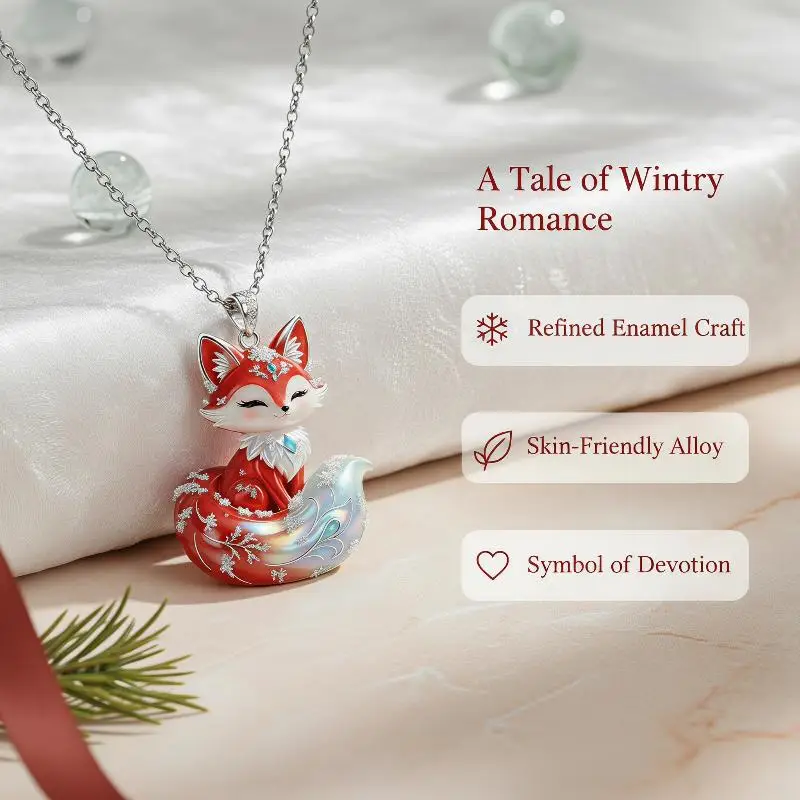 Nine Tailed Fox Cartoon Enamel Necklace 1Pcs Creative Animal Pendant Fashion Jewelry for Girlfriend Surprise Gift Choice