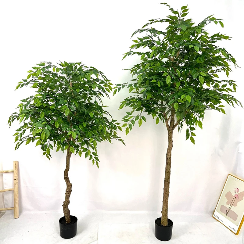 59in/70in Tall Artificial Banyan Tree Plastic Ficus Leaves Large Fake Plants Green Palm Tree For Home Garden Wedding Shop Decor