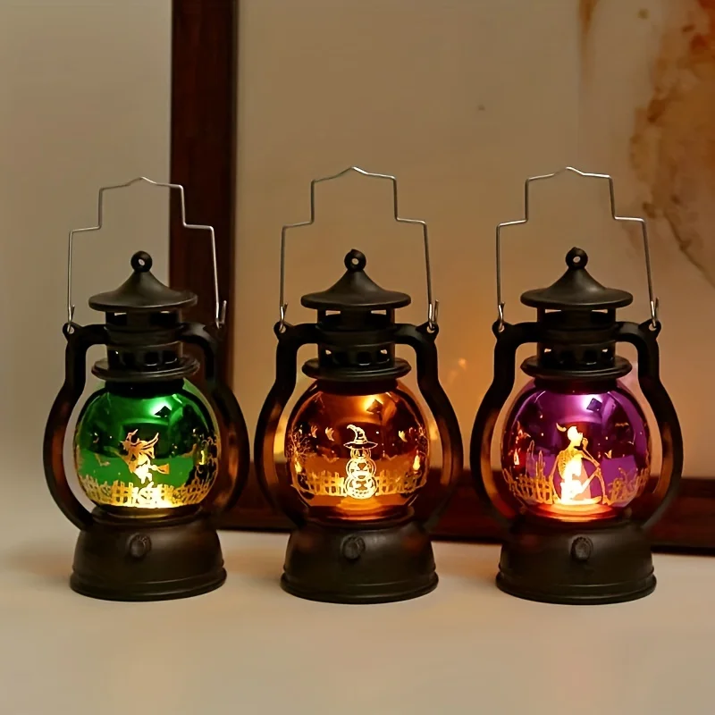 LED Light Christmas Decoration Halloween Retro Portable Lantern Vintage Electronic Candlestick Bar Atmosphere decoration Light