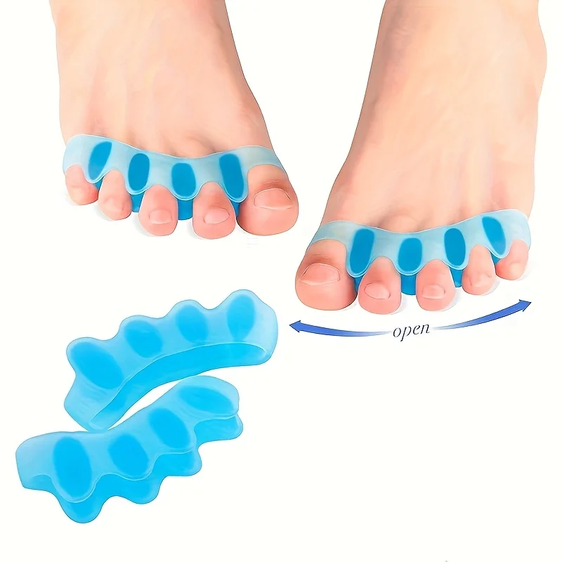 8pcs Transparent blue silicone toe correction and splitting device for soothing and reducing foot pressure, home foot care tool