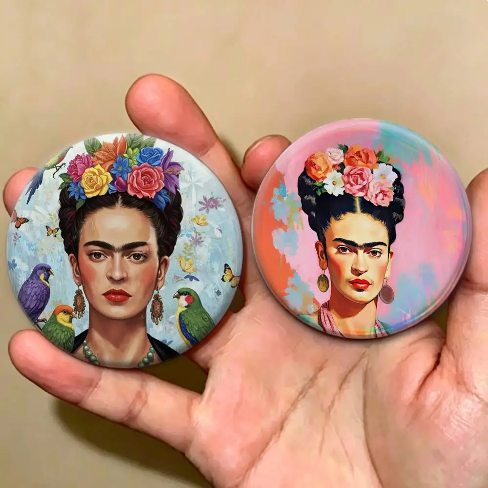 Artist iconic F-Frida K-Kahlo   Badges Creative Tinplate Button PinsBrooch Badge Clothes Backpack