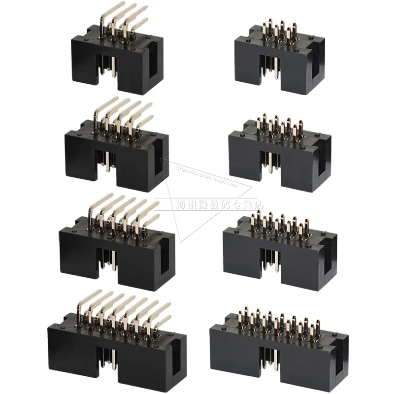 10PCS DC3 2.54mm Socket Header Connector 6p/8p/10p/14p/16p/20p/30p/34p/40p/50 Pin Male Double-spaced Straight Curved Needle