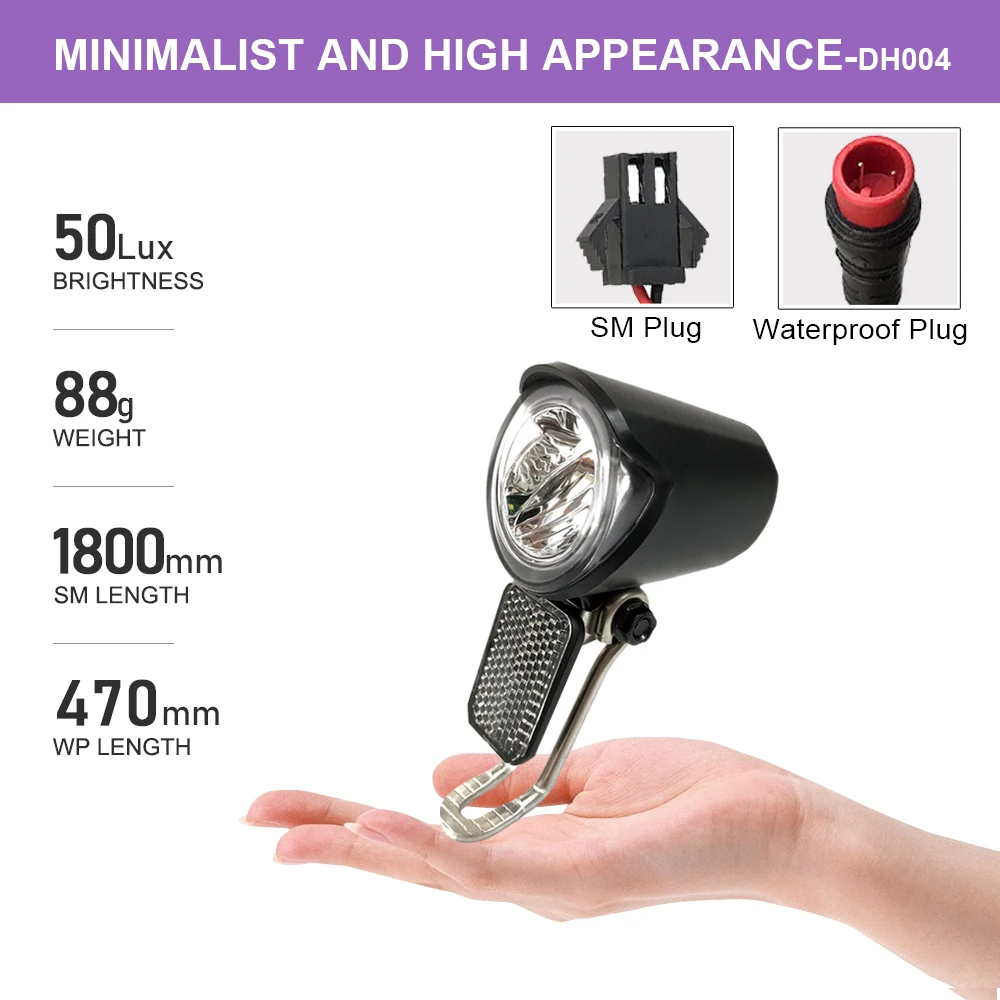 eBike Light Electric Bicycle Headlight TailLight 12V-60V 2Pin SM Waterproof Plug Bike Accessories Cycling
