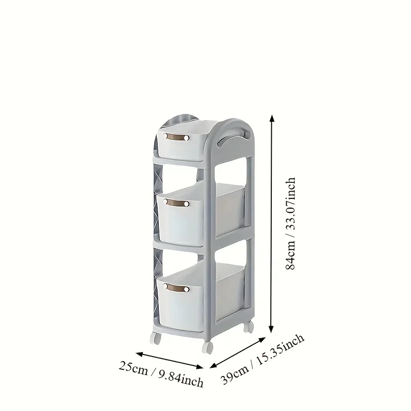 Rack De Armazenamento De Plástico Simples, Home Floor Standing, Móveis Rodas, Multi-Layer Organizer Shelf, 1Pc