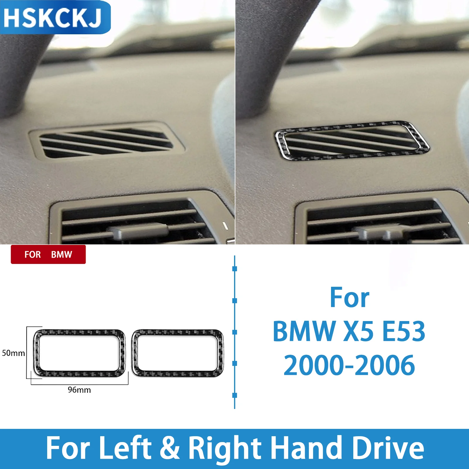 For BMW X5 E53 2000-2006 Side Defrost Air Vent Carbon Fiber Decorative Cover Trim Sticker Car Interior Auto Accessories