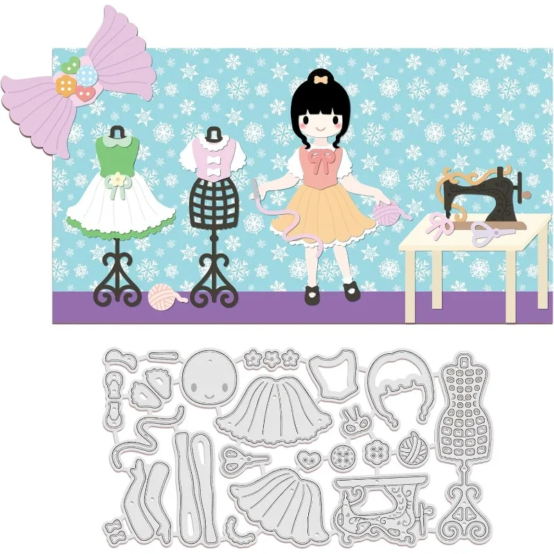 1pc Metall nähen und schöne Frau schneiden stirbt Nähmaschinen und Präge schablone Kleid Stanz ungen für Karten Scrap booking und sterben