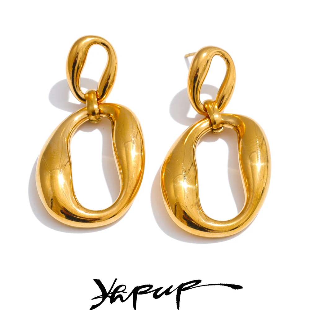Yhpup 18K Golden PVD Plated Stainless Steel Drop Dangle Earrings Distinctive High Quality Versatile Popular Jewelry for Women