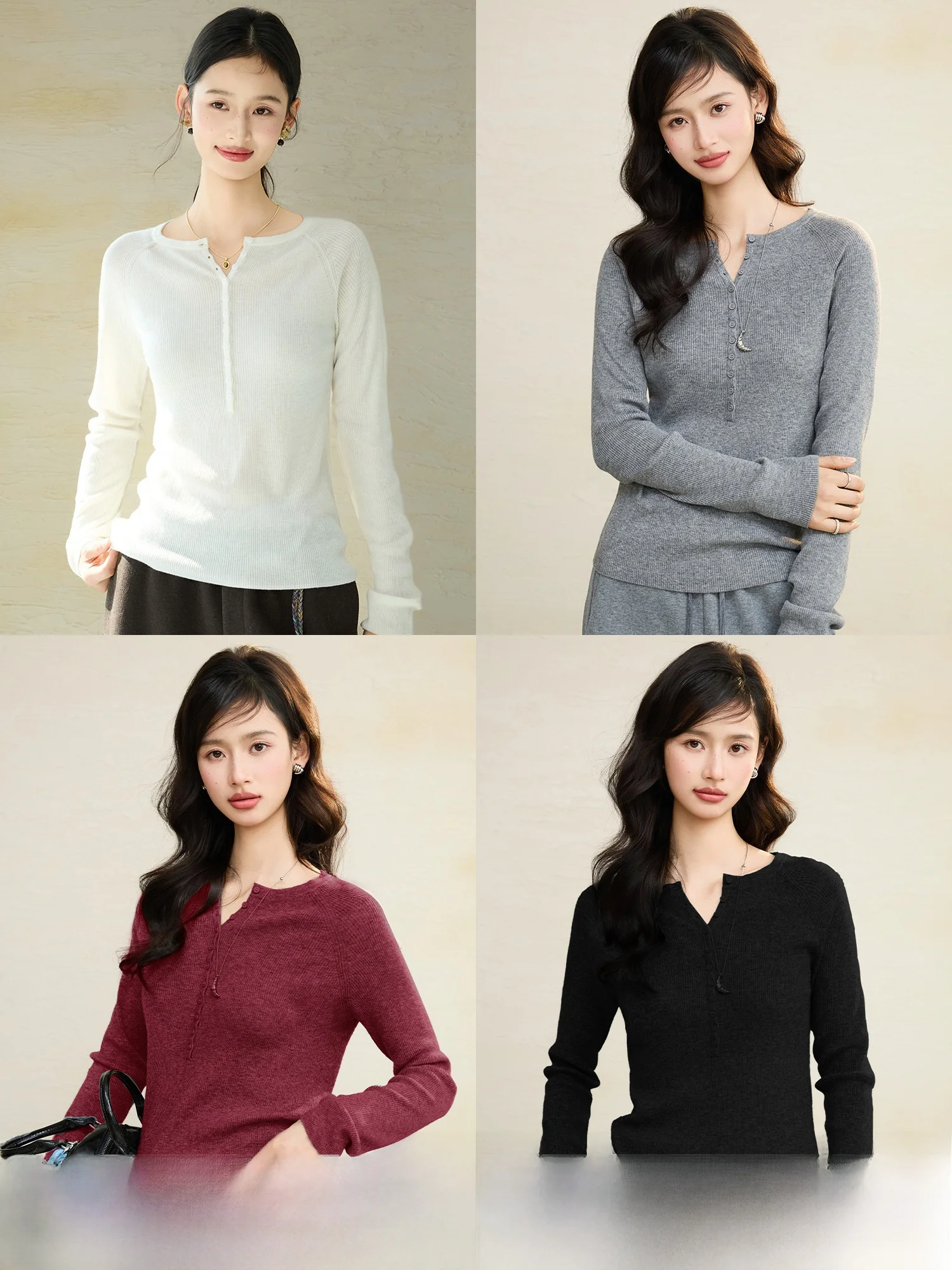 

Женский свитер NAGUAGU Simple Henry из мягкой шерстяной пряжи, вязаный, свободного кроя, с круглым вырезом, для ранней весны, комфортный