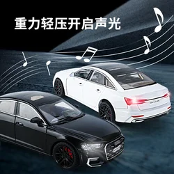 1:24 Audi A6 Modello di auto in lega Fonde sotto pressione Modello di auto giocattolo in metallo Alta simulazione Collezione di suoni e luci Giocattolo per bambini Regalo