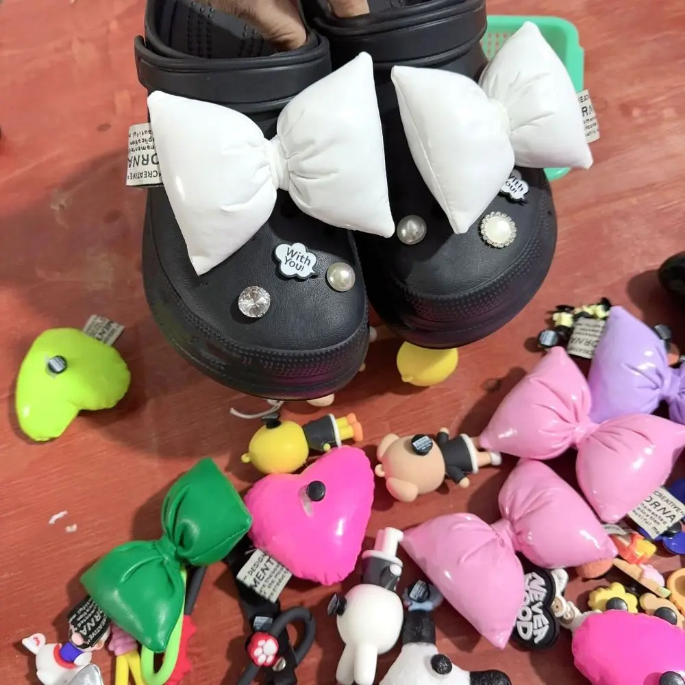 

Multifunctional Bow Shoes Charms DIY Detachable Shoes Chain Decor Candy Colors Shoes Buckle Decorations For Croc Shoes