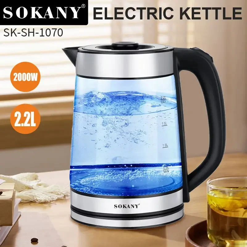 2.2L Electric Kettle Blue Light Stainless Steel Coffee Tea Maker Temperature 2000W Smart Water Kettle Home Appliances