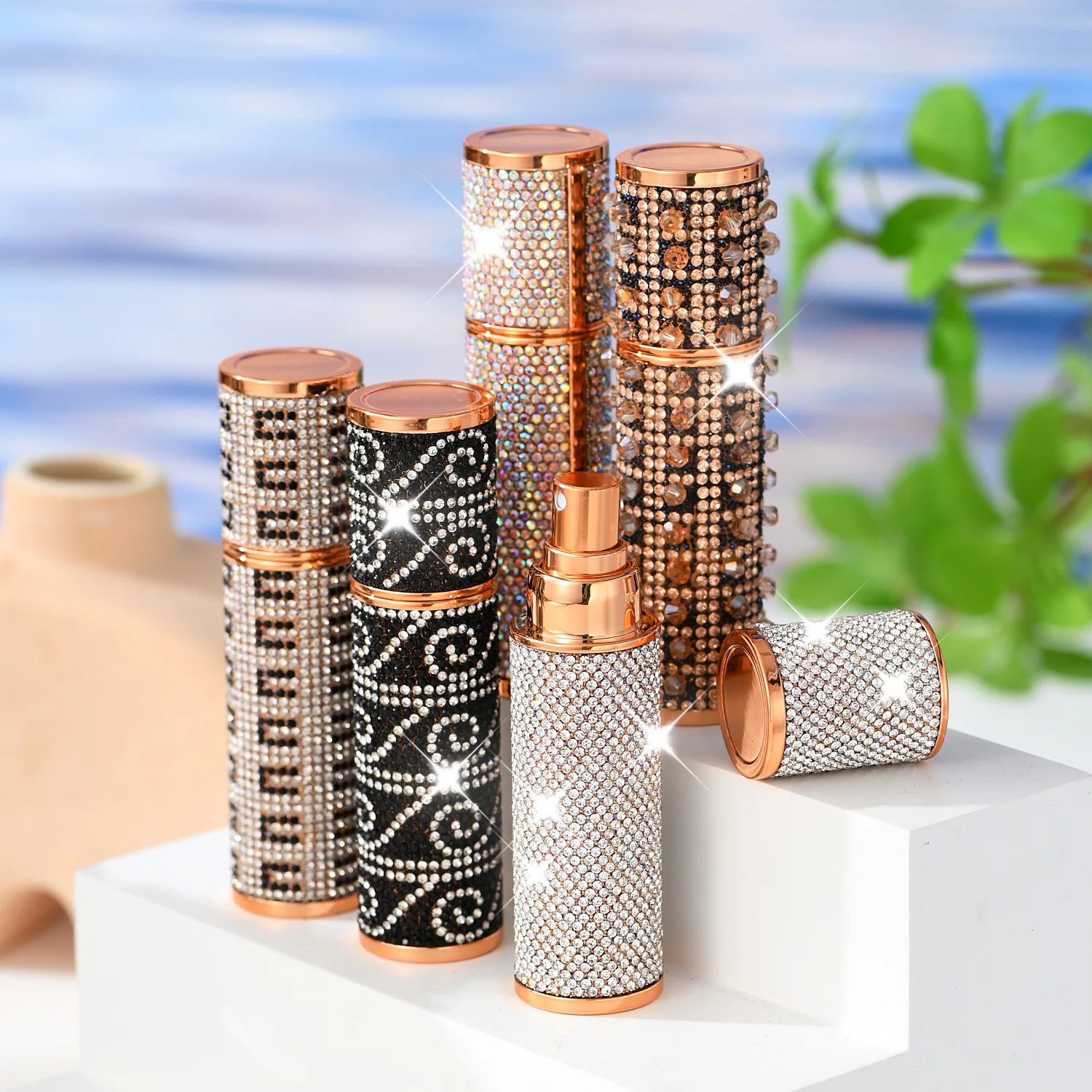 5ml Refillable Perfume Atomizer Bottle Mini Portable Travel Spray Bottle with Glass Inner Container Luxury Fragrance Dispenser