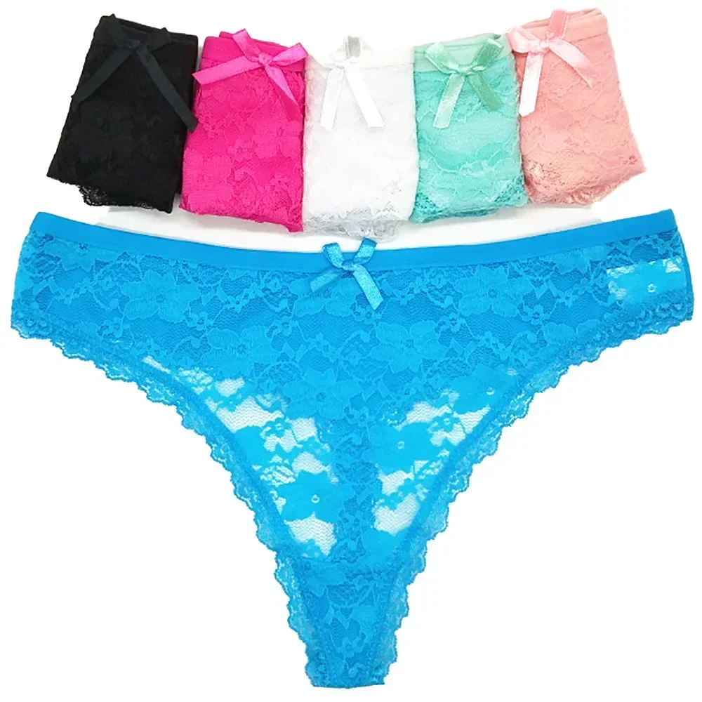 

Womens Underwear Sexy Lace Thongs Gtrings T-back Panties Ladies Knickers Lingerie 5 pcs/Lot