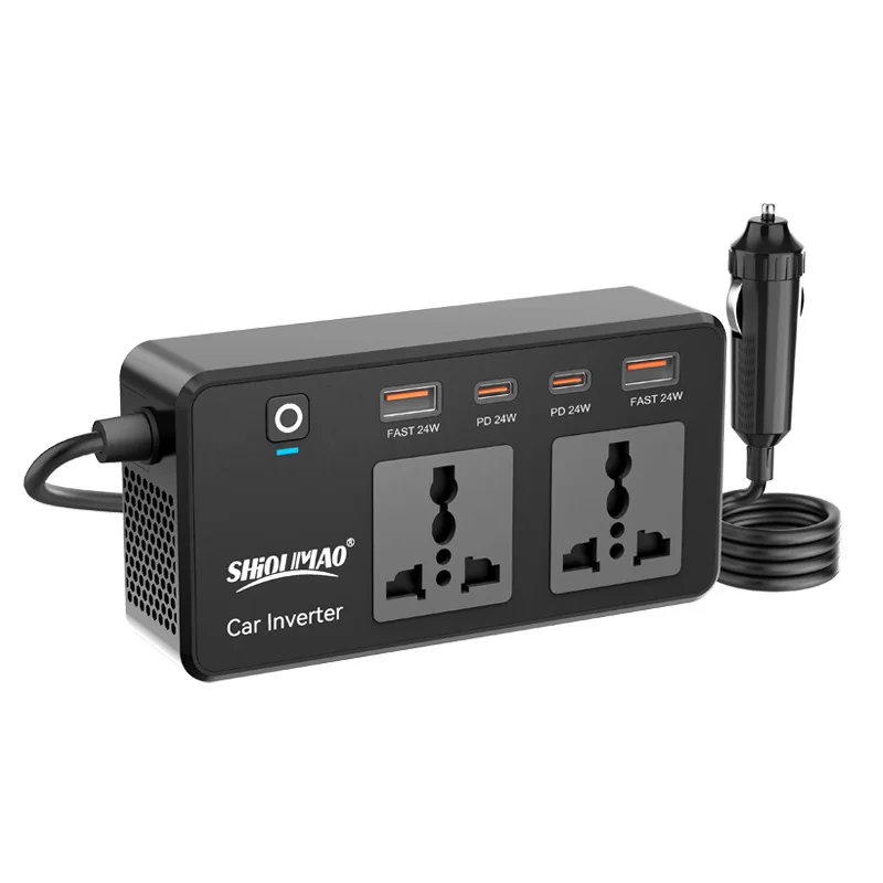 200W Car Power Inverter PD Fast Charging USB Multi-functional Socket Auto DC to AC Power Converter