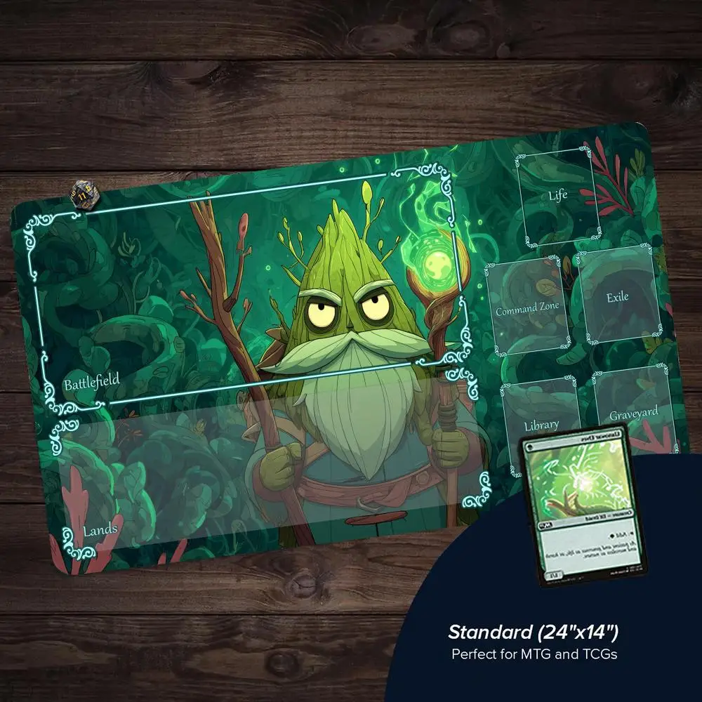 Cartoon-style cute forest guardian TCG Playmat Magic Card Battle Mat Non-Slip Stitched Edge tapete magic mat Tabletop playmat