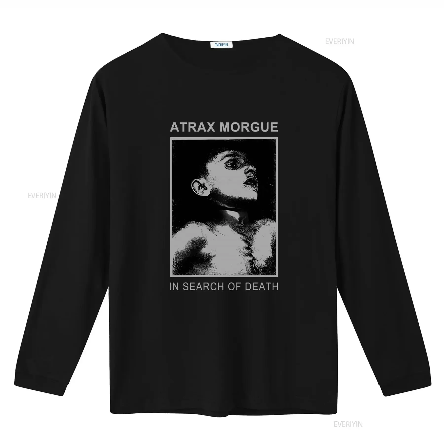 ATRAX MORGUE In Search Of Death Print T Shirt for Men Stylish and Edgy Design vintage Washed fashion Casual Comfortable