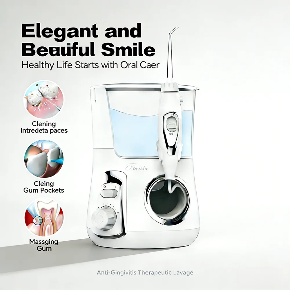 

Электрический ирригатор для полости рта с резервуаром 800 мл, 10 режимами и 5 насадками, идеален для ухода за полостью рта взрослых и всей семьей