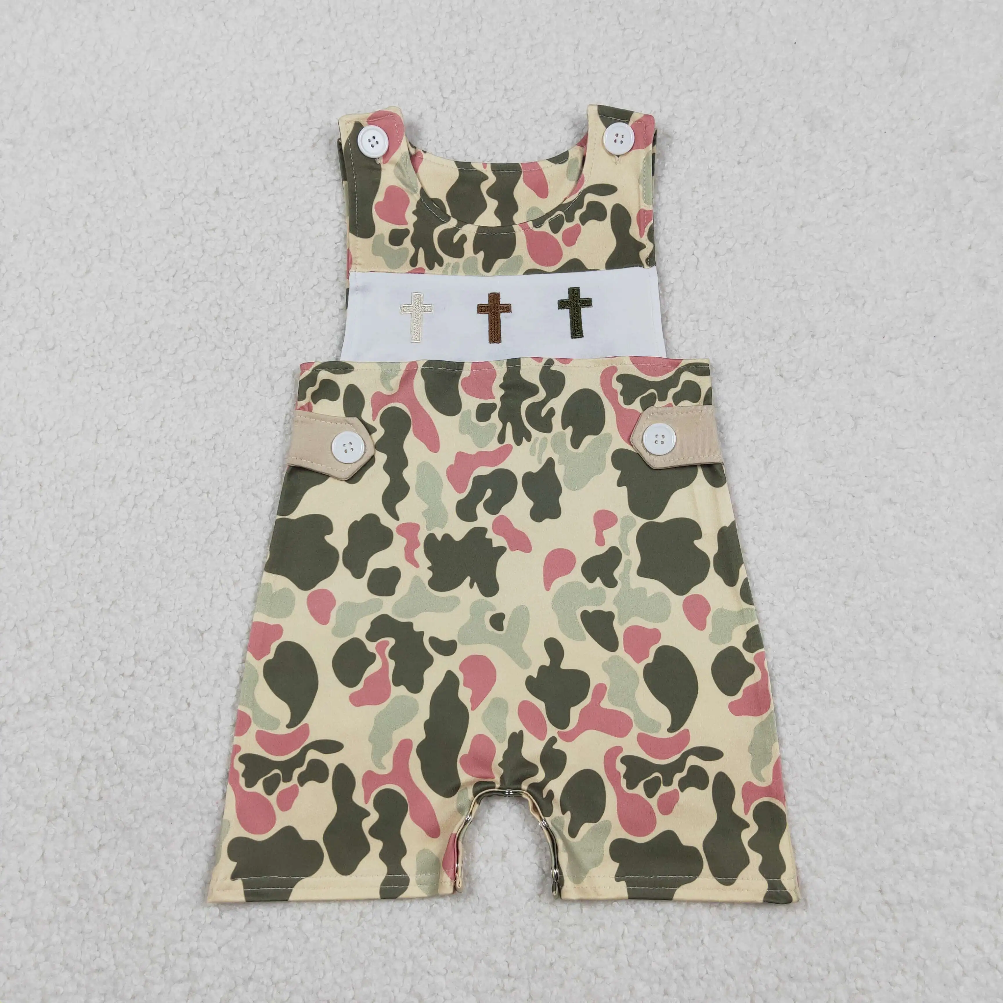 

z1215-05 SR3290 Wholesale baby rompers kids clothes boy embroidery easter sleeveless romper boutique children clothing