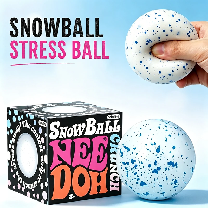Needoh Snow Ball Crunch Squishy Fidget Sensory Toy Non-toxic Squeeze Flour Filling Stress Ball Anxiety Relief Toy for Autism