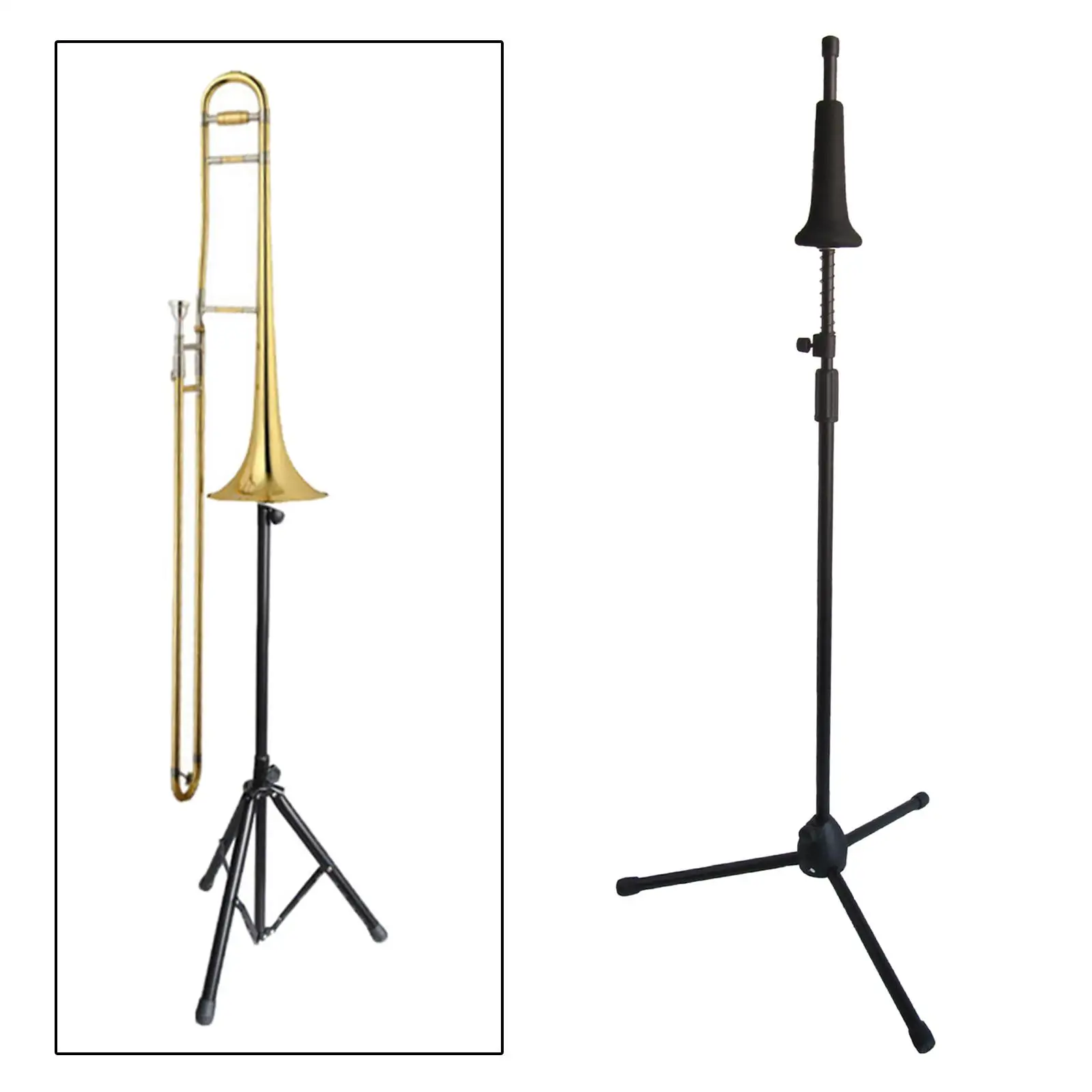 

Foldable Tripod Trombone Stand Height Adjustable Metal Music Accessory for Alto Tenor Bass Use