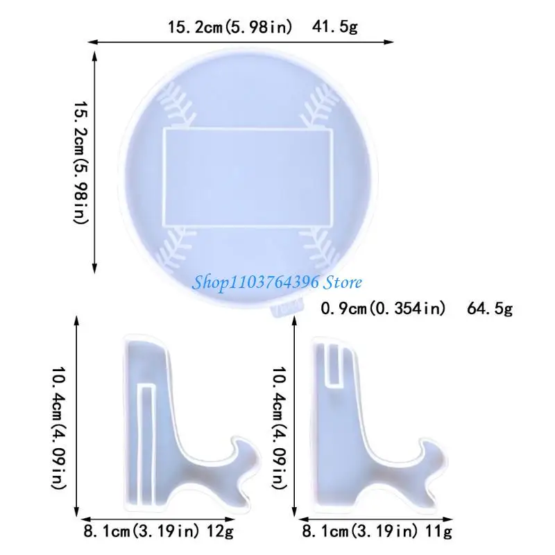 مجموعة قوالب إطار الصورة من السيليكون لتزيين الجدران، قوالب راتنج إطار البيسبول #6