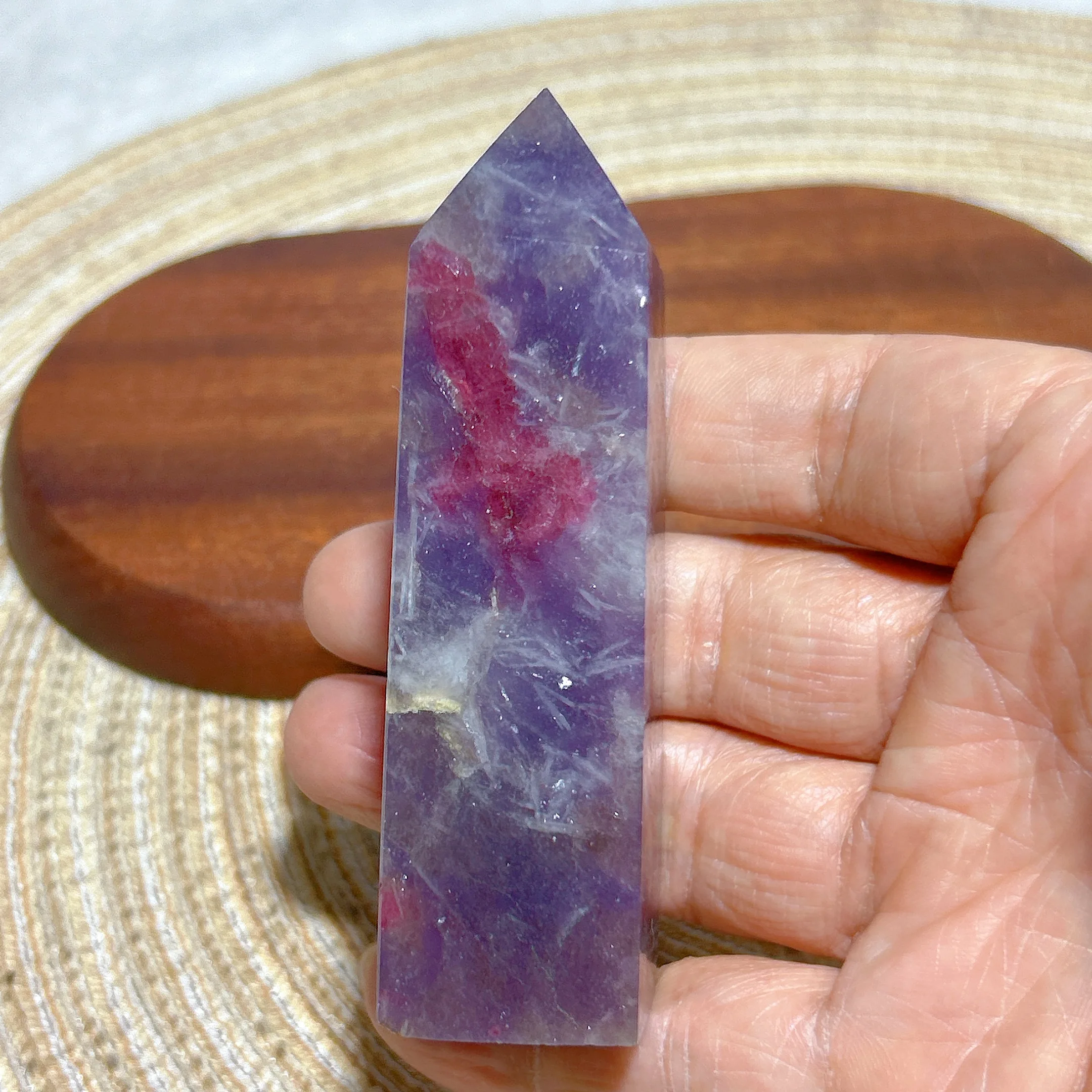 Healing Natural Crystal Unicorn Lepidolite With Ruby Tower Point Gemstones Mineral Energy Ore Home Decorations Room Decor Gift