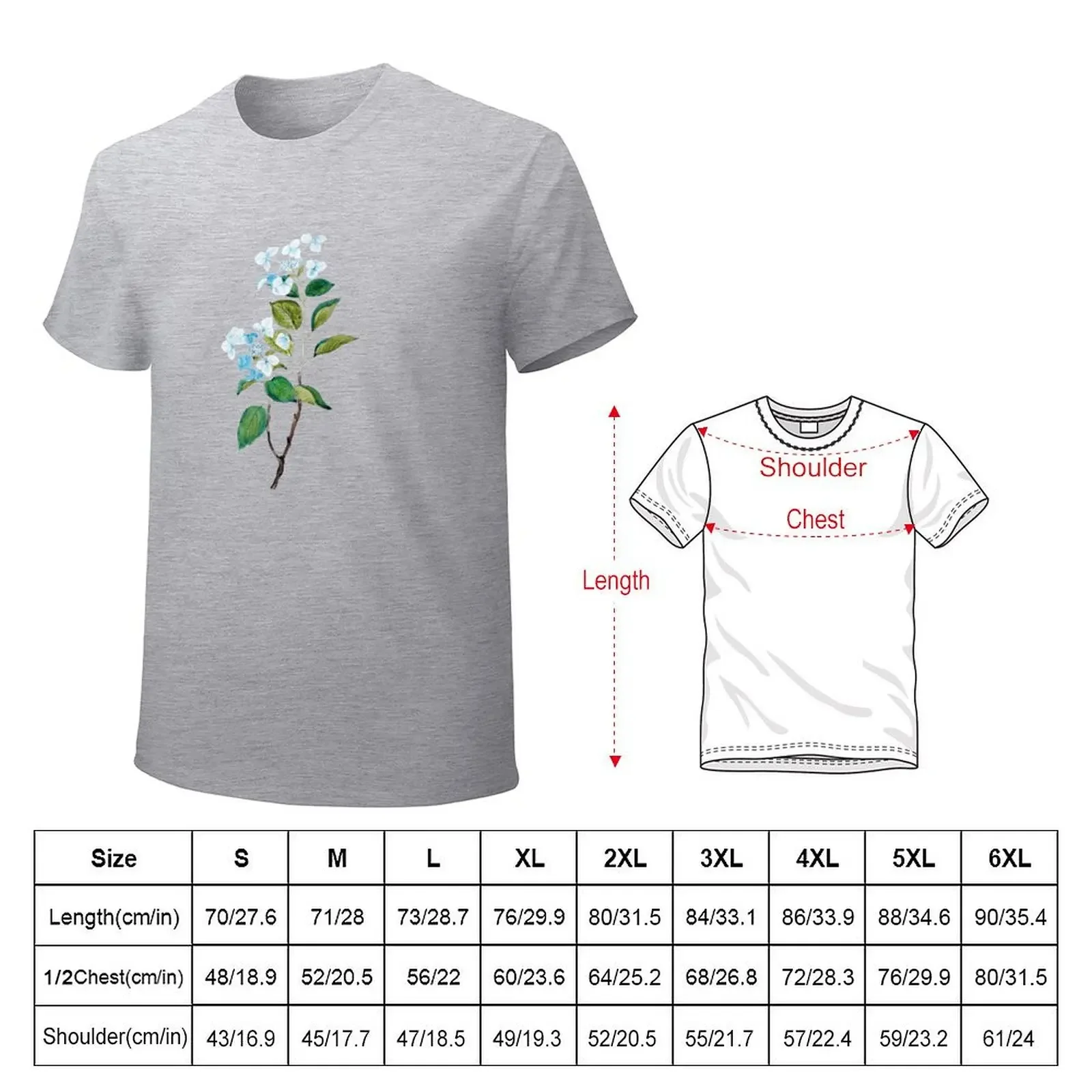 vintage blue hydrangea flowers T-shirt shirts graphic tees graphics mens workout shirts