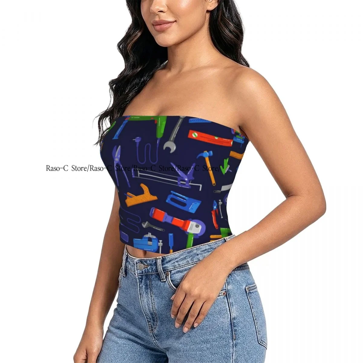 Women Block Crop Slim Tube Top Hardware Store Background Strapless Top For Summer Female Clothing
