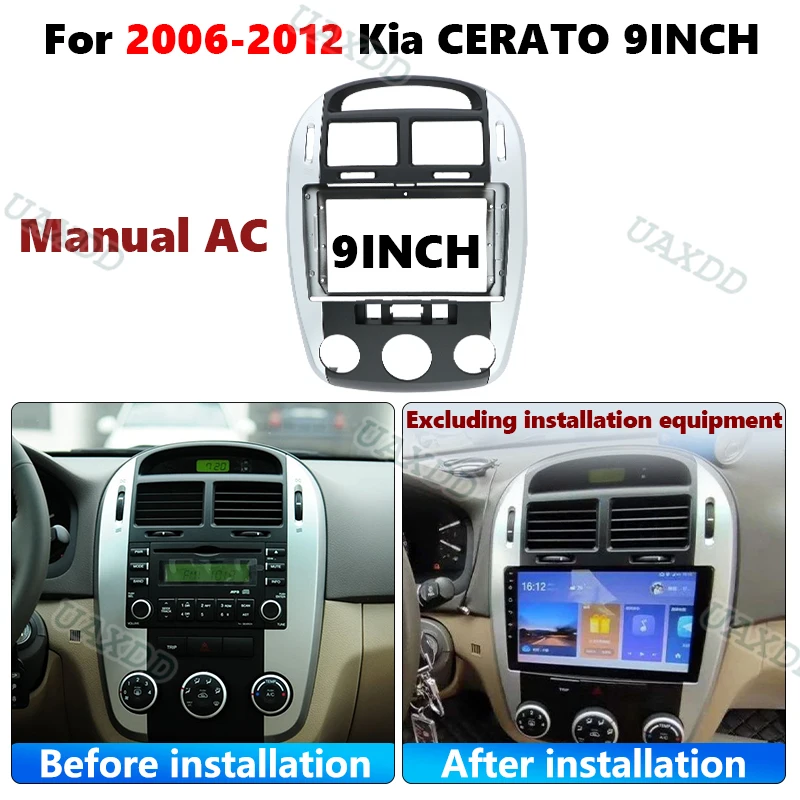 For 2006‑2012 Kia Cerato 9INCH Fascia Android Radio Dashboard 2 Din Car Kit Frame Multimedia Console Center Cable Interior Panel
