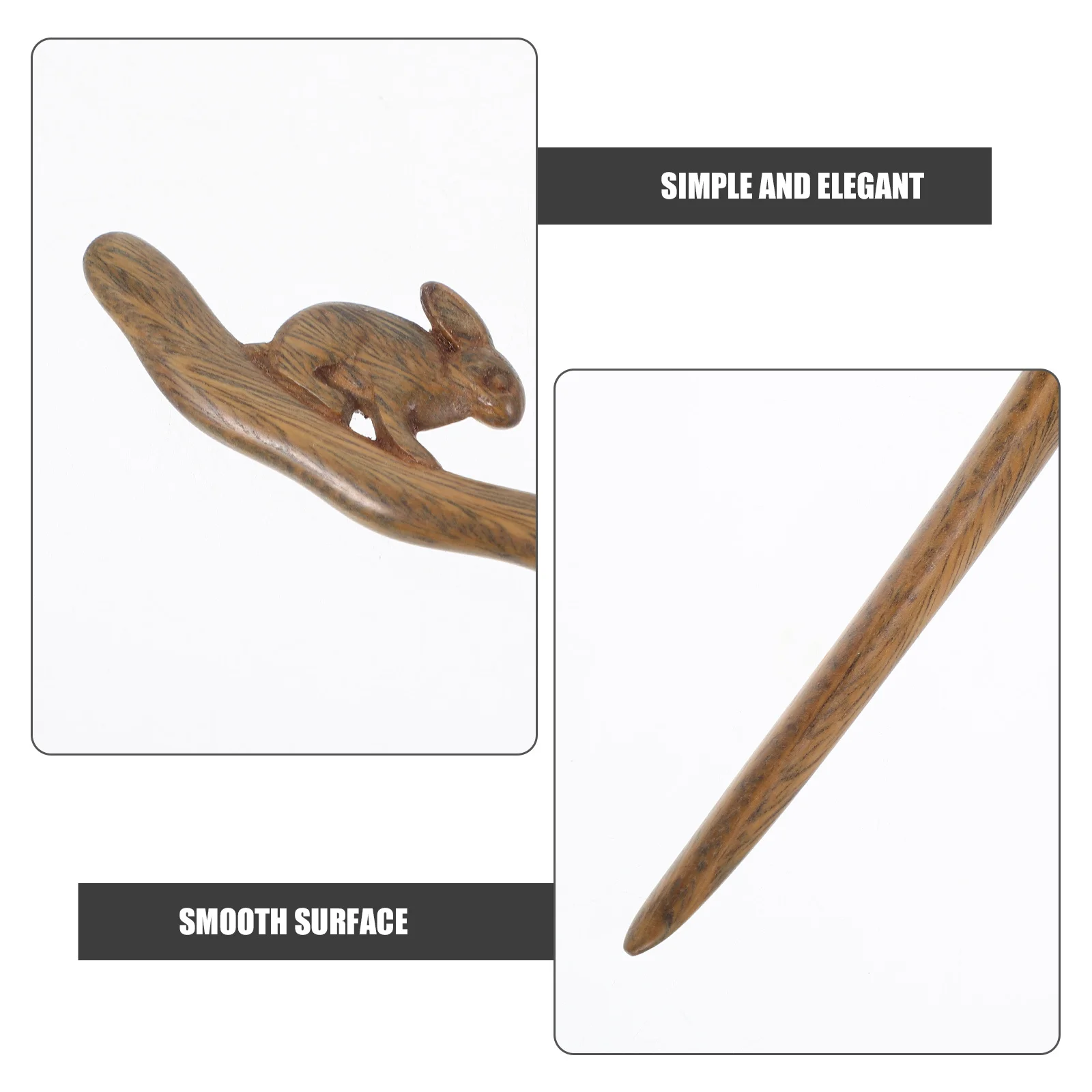 

Vintage Wooden Rabbit Hair Chopstick Classic Chinese Accessory for Women Girls Long Hair Bun Party Stage Performance