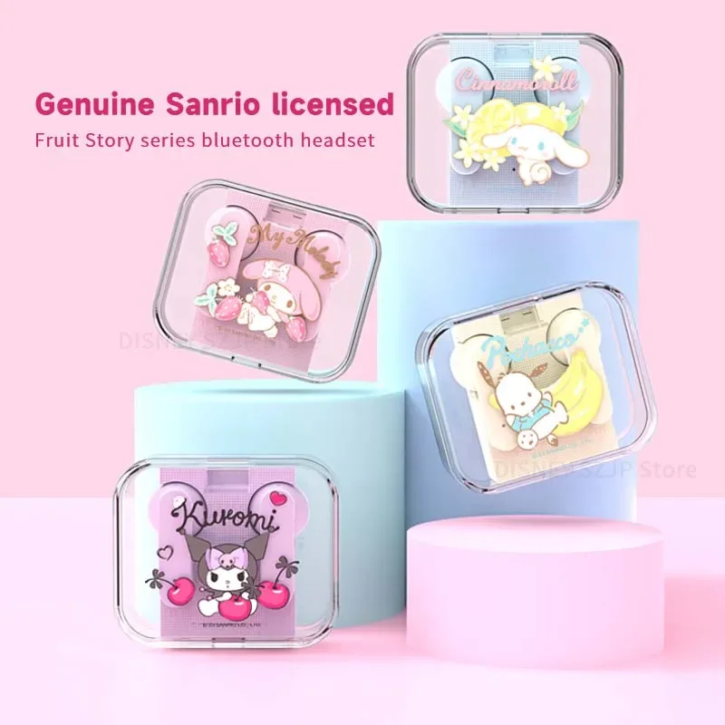 Sanrio bezprzewodowe słuchawki Bluetooth Kuromi Cinnamoroll Cute Cartoon słuchawki douszne HIFI dźwięk zestawy słuchawkowe z redukcją szumów długa