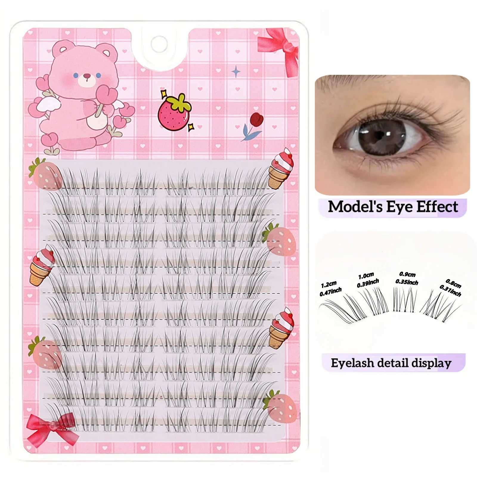 10줄의 투명하고 투명한 대각선 플라잉 폭스 인조 속눈썹 클러스터, 단일 클러스터 DIY C 컬 길이 10mm-14mm