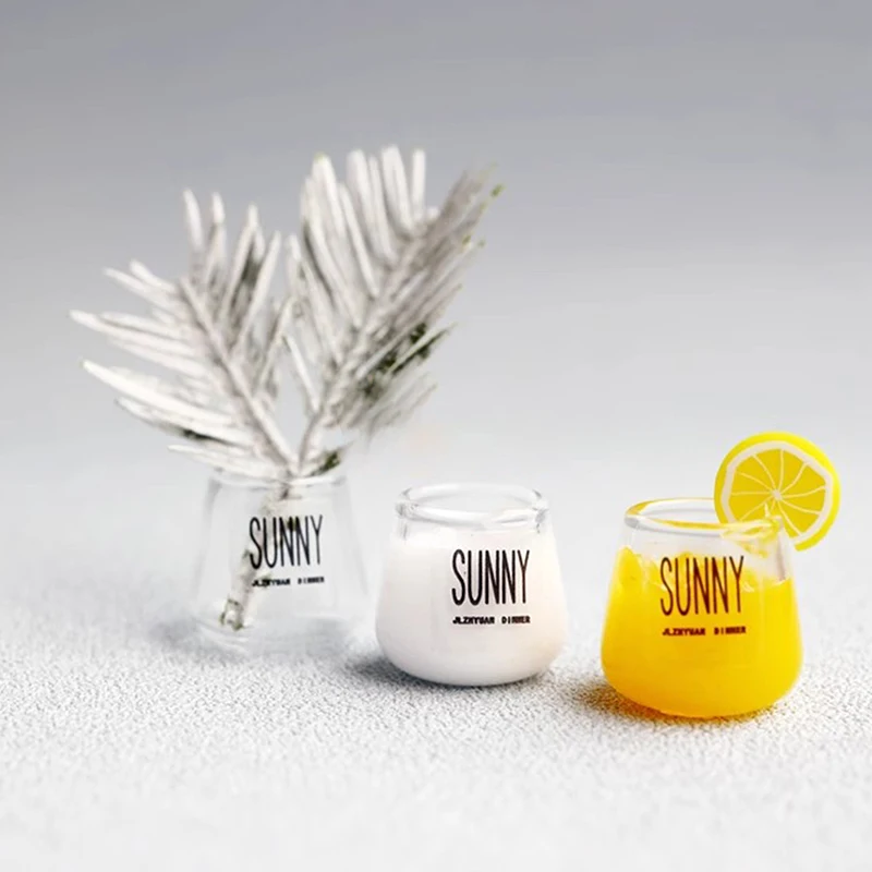 1 pçs copo de suco de leite de vidro casa de bonecas mini modelo comida em miniatura jogar diy móveis decoração acessórios estilo nórdico