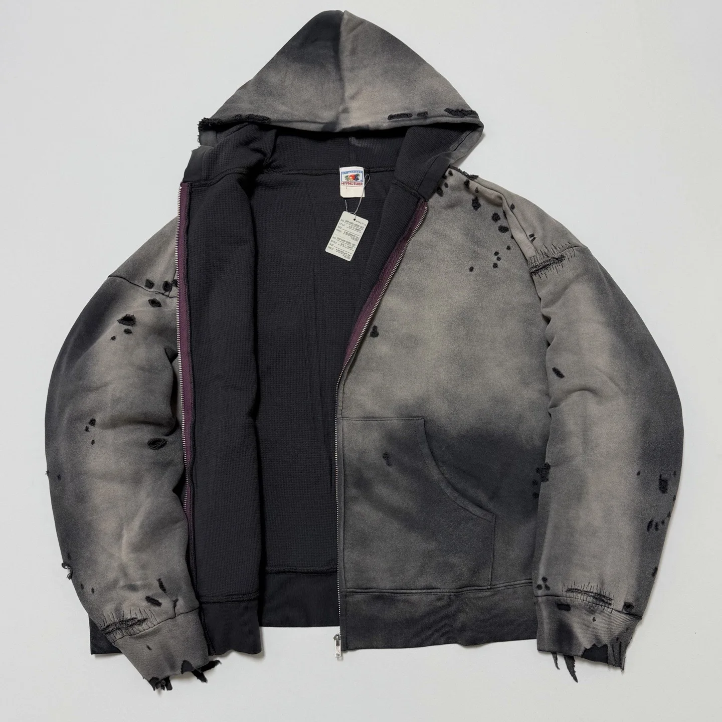 Thickened Double Layer Zip up Hoodie Waffle Pattern Jacket Youth Loose Fit Long Sleeve Hooded Coat Warm Wear Resistant Spring...