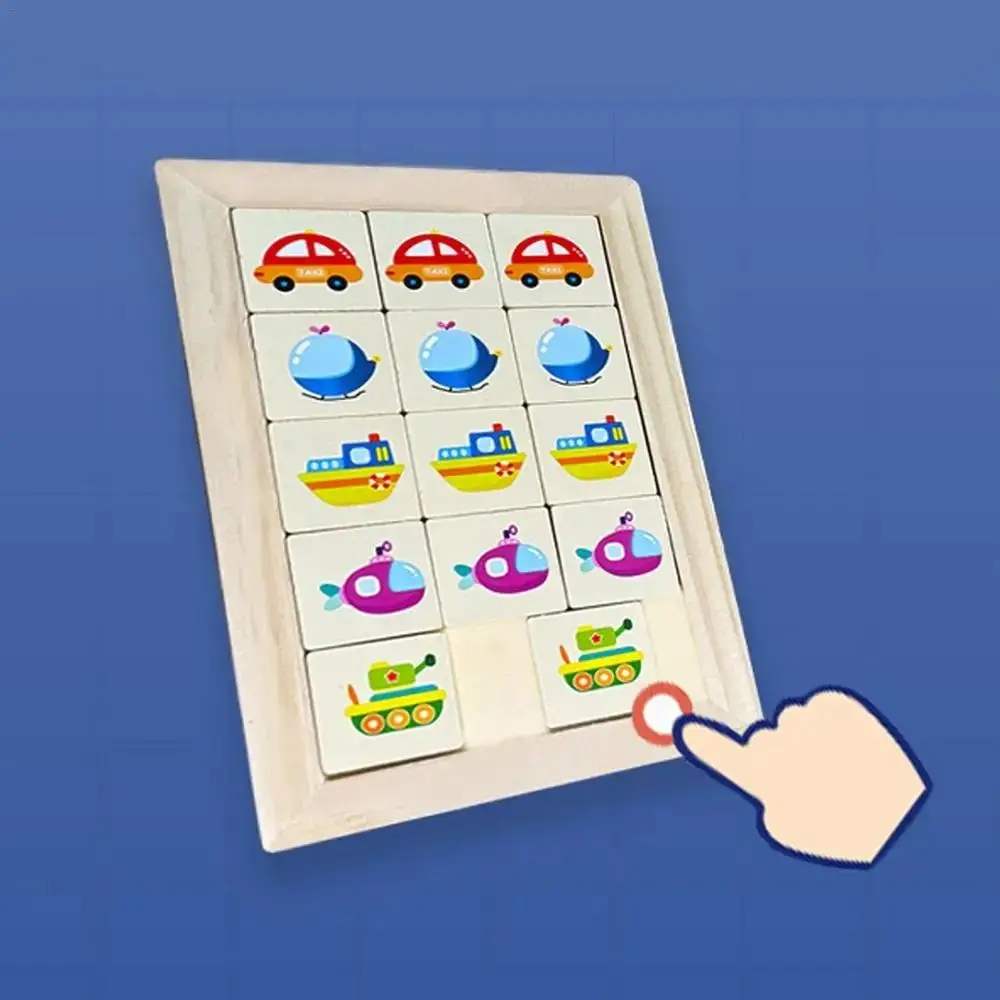 Game Blocks Animal Sliding Puzzle Games Early Educational IQ Game Moving Sliding Wooden Portable Intelligence Puzzle