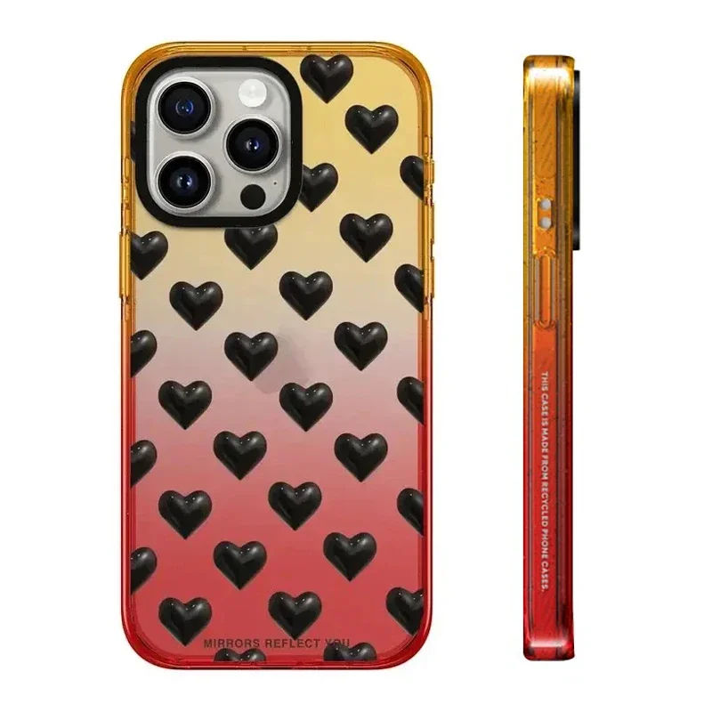 

Peach Gradient Border 2.0 Acrylic Colorful Hearts iPhone 11 12 13 15 14 Pro Max Protective Case, Fits iPhone 15 Pro Max