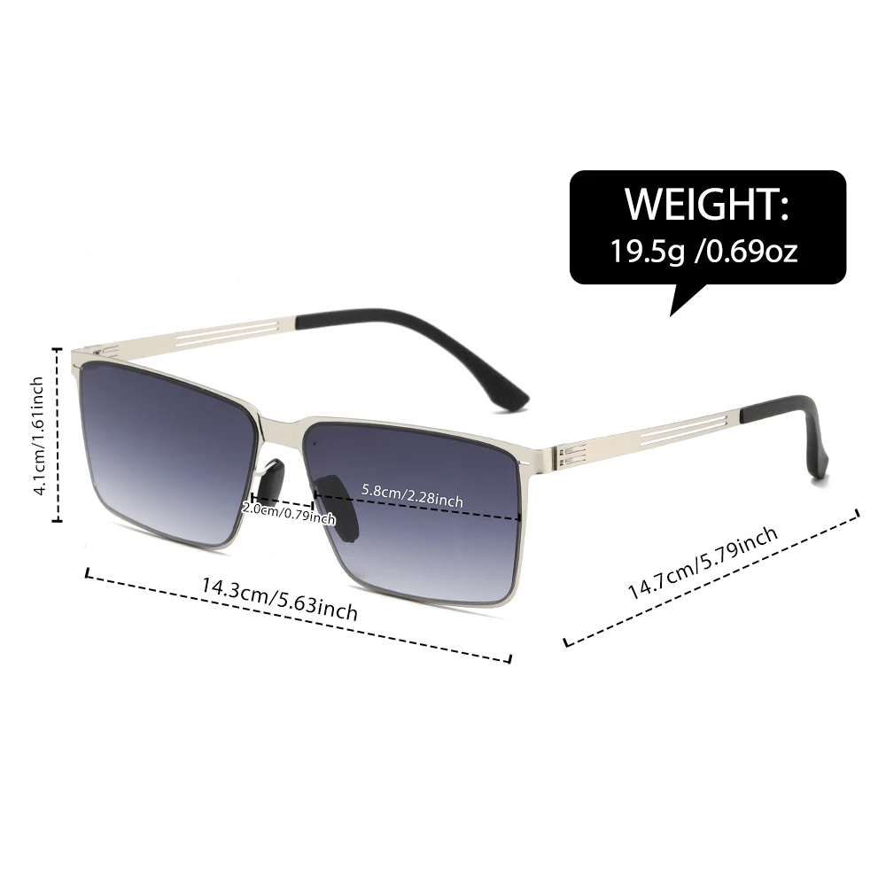 1 قطعة النظارات الشمسية المعدنية المربعة للرجال التدرج أنيق في الهواء الطلق النظارات #5