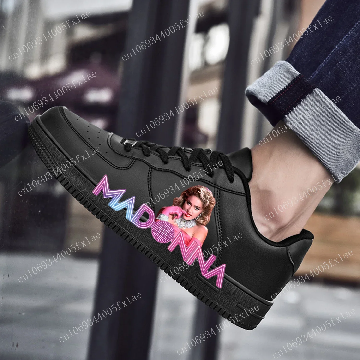 Madonna AF Lace Up Mesh Sneakers para homens e mulheres, preto, alta qualidade, esportes, corrida, força plana, sapato feito sob medida