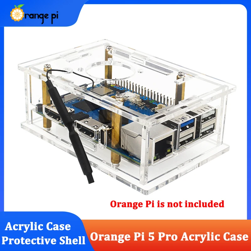 Orange Pi 5 Pro Acrylic Case Active Cooling Protective Shell Optional Cooling Fan /Antenna For Orange Pi 5 Pro