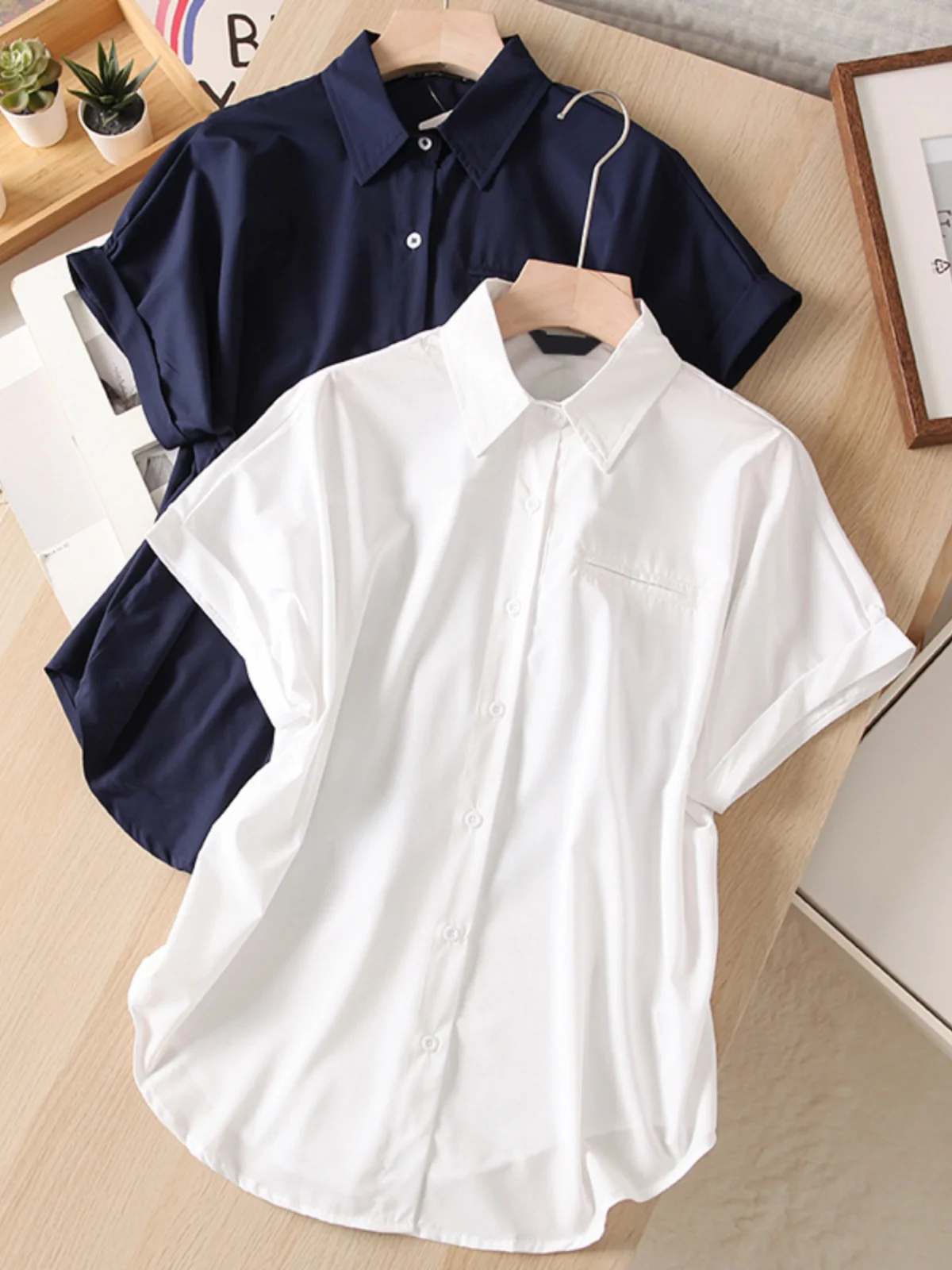 

Chic Casual Ne ort Sve Loose Thin Women's irt Summer Open Cardigan Slimming Top Commute Sle Pure Color Polyester