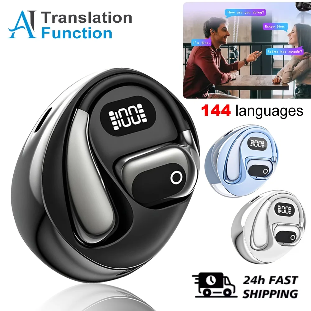 Smart Bluetooth Wireless Headphones 144 Languages Real Time Translator AI HiFi Travel Earbuds Low latency ENC Business Earphone