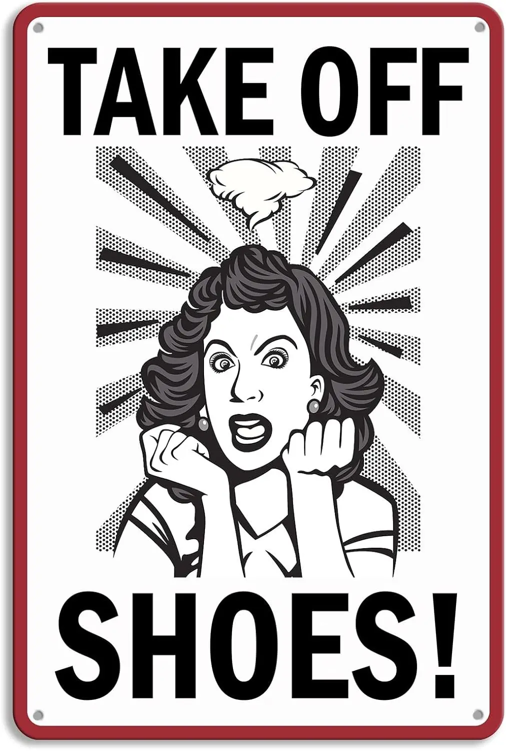 1p,Take Off Shoes Metal Tin Sign - Funny No Shoes Sign for Front Door, Remove Shoes Sign for House Wall Décor, Cute and Humorous