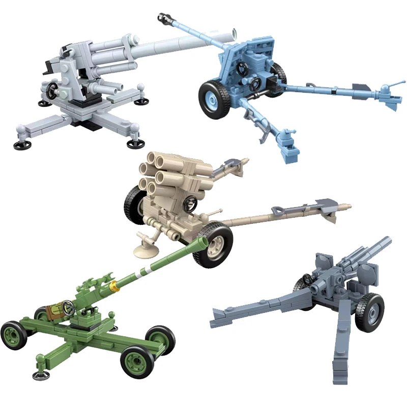 WW2 Military Weapon German 88MM Flak ANTI-TANK Gun Model Cannon Bricks  Building Blocks Sets Educational Toys For Children