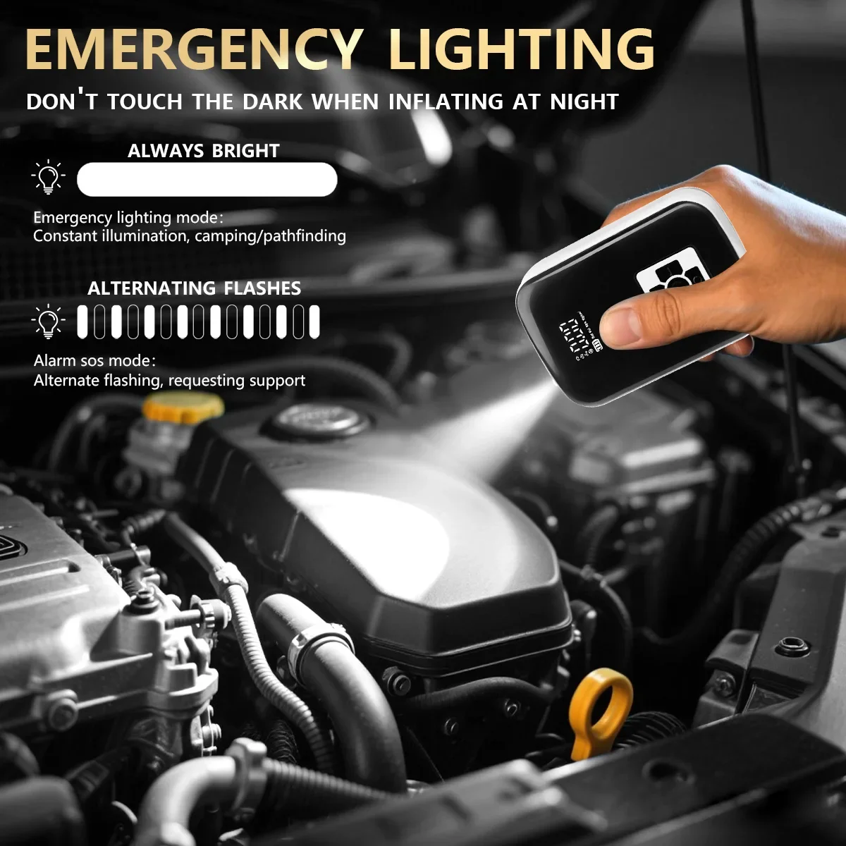 2025 New Rechargeable Portable Led Light Car Tire Inflator Air Compressor For Motorcycle Bicycle Electric Bike