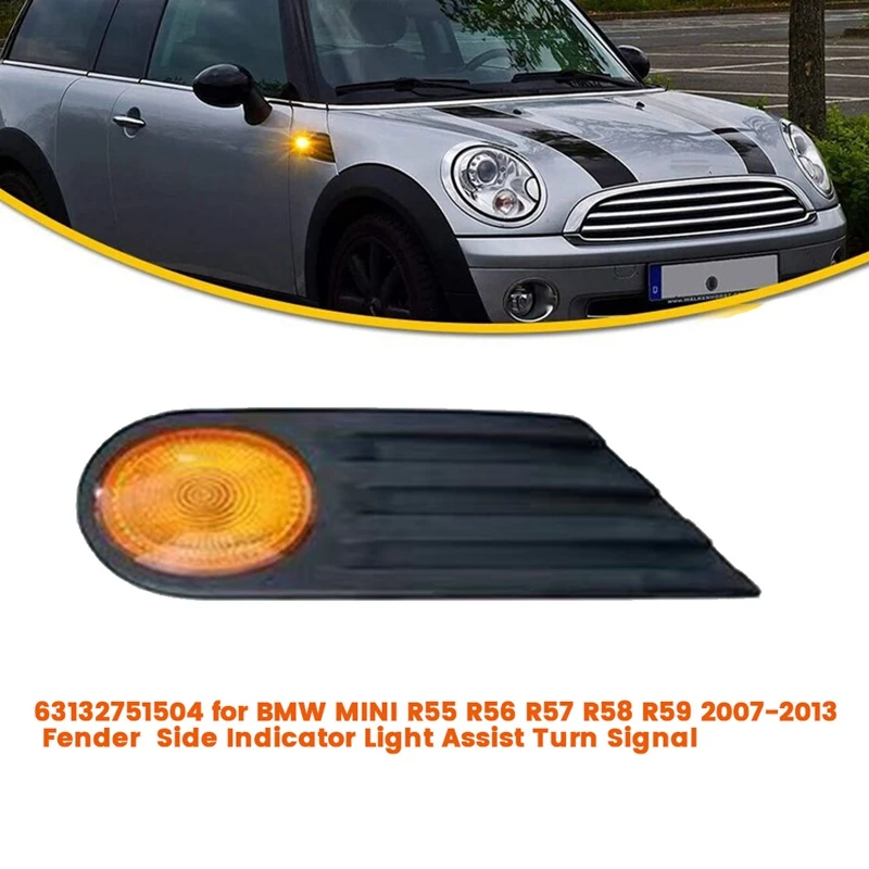 1 par de luces indicadoras de guardabarros 63132751503 / 63132751504   Para MINI R55 R56 R57 R58 R59 07-13 Panel embellecedor de señal de marcador lateral