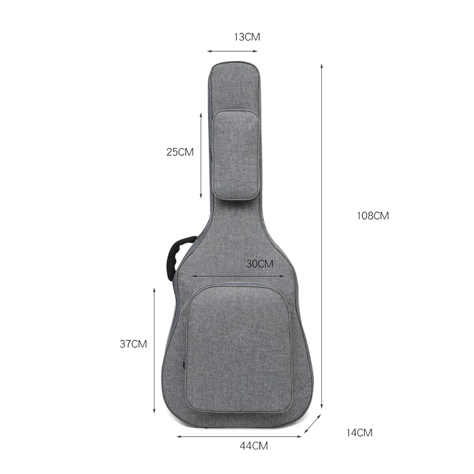 12MM Thickened Guitar Bag Anti-Splash Oxford Cloth 41 Inch Folk Song Guitar Bag Black Shoulder Instruments Bag