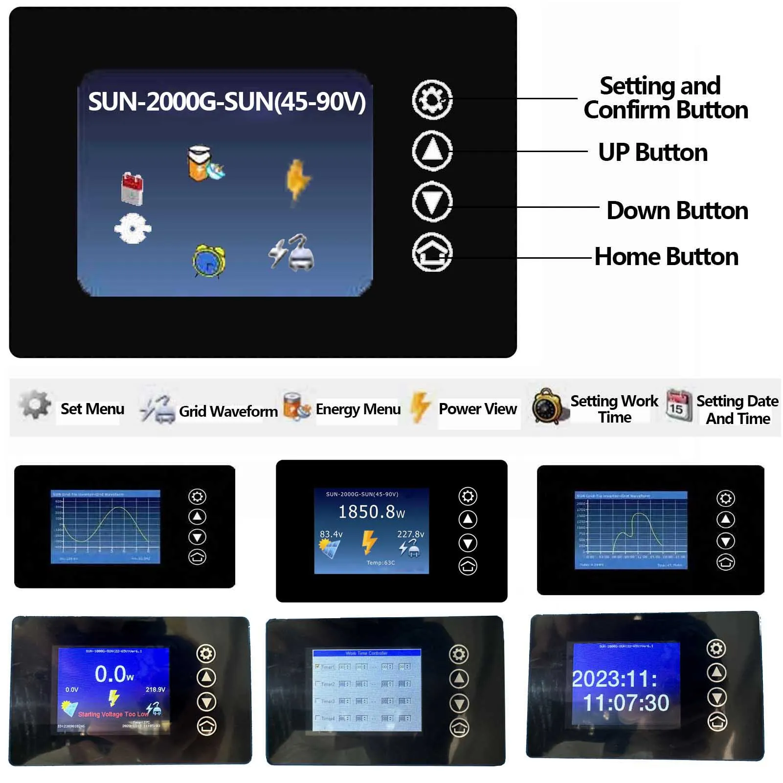 2000 W Solar-Grid-Tie-Wechselrichter, DC-Eingang 60–110 V oder 45 V–90 V, Ausgang AC-Ausgang 220 V, 230 V, 240 V